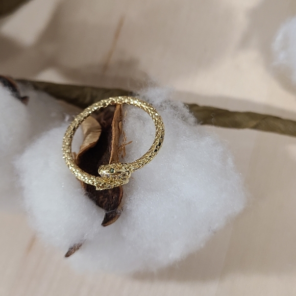 ππNEWππ LUXURIOUS!! Adjustable Snake Ring with Tiny CZ'S in GOLD Plating - Picture 9 of 13